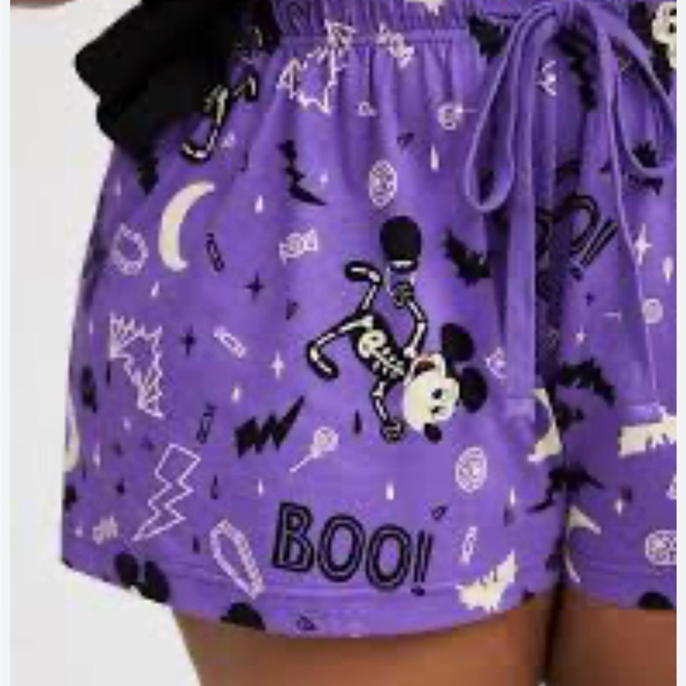 Disney Halloween Mickey Mouse Purple Pajama Shorts